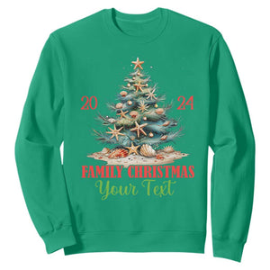 Personalized Christmas Family In Hawaii Sweatshirt Custom Name Family Christmas 2024 Sea Christmas Tree TS11 Irish Green Print Your Wear