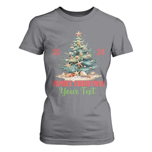 Personalized Christmas Family In Hawaii T Shirt For Women Custom Name Family Christmas 2024 Sea Christmas Tree TS11 Charcoal Print Your Wear