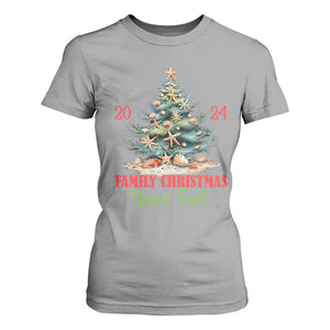 Personalized Christmas Family In Hawaii T Shirt For Women Custom Name Family Christmas 2024 Sea Christmas Tree TS11 Sport Gray Print Your Wear