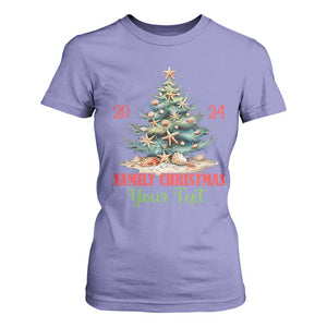 Personalized Christmas Family In Hawaii T Shirt For Women Custom Name Family Christmas 2024 Sea Christmas Tree TS11 Violet Print Your Wear