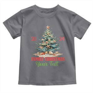 Personalized Christmas Family In Hawaii Toddler T Shirt Custom Name Family Christmas 2024 Sea Christmas Tree TS11 Charcoal Print Your Wear