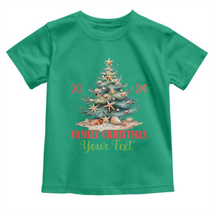 Personalized Christmas Family In Hawaii Toddler T Shirt Custom Name Family Christmas 2024 Sea Christmas Tree TS11 Irish Green Print Your Wear