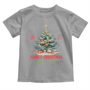 Personalized Christmas Family In Hawaii Toddler T Shirt Custom Name Family Christmas 2024 Sea Christmas Tree TS11 Sport Gray Print Your Wear