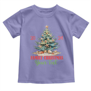 Personalized Christmas Family In Hawaii Toddler T Shirt Custom Name Family Christmas 2024 Sea Christmas Tree TS11 Violet Print Your Wear