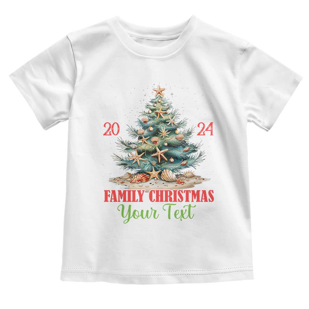 Personalized Christmas Family In Hawaii Toddler T Shirt Custom Name Family Christmas 2024 Sea Christmas Tree TS11 White Print Your Wear