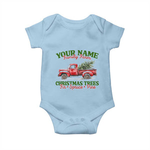 Personalized Christmas Family Baby Onesie Custom Name Family Farm Christmas Trees Vintage Truck TS11 Light Blue Print Your Wear