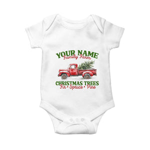 Personalized Christmas Family Baby Onesie Custom Name Family Farm Christmas Trees Vintage Truck TS11 White Print Your Wear