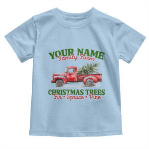 Personalized Christmas Family Baby Shirt Custom Name Family Farm Christmas Trees Vintage Truck TS11 Light Blue Print Your Wear