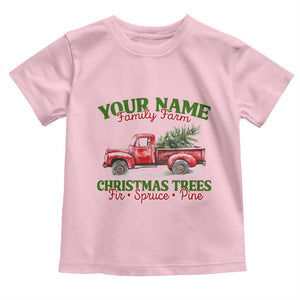 Personalized Christmas Family Baby Shirt Custom Name Family Farm Christmas Trees Vintage Truck TS11 Light Pink Print Your Wear