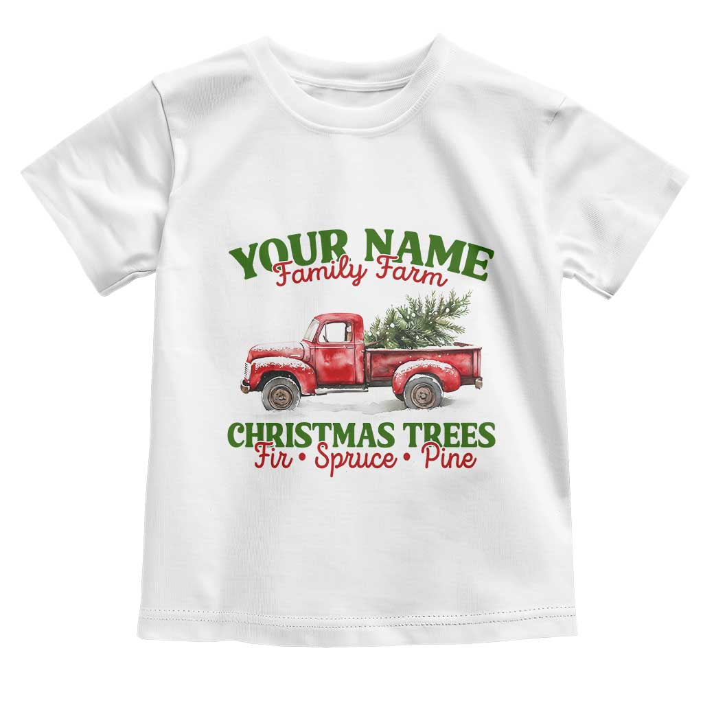 Personalized Christmas Family Baby Shirt Custom Name Family Farm Christmas Trees Vintage Truck TS11 White Print Your Wear