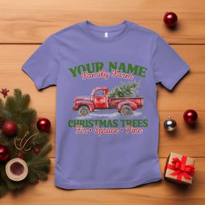 Personalized Christmas Family T Shirt Custom Name Family Farm Christmas Trees Vintage Truck TS11 Violet Print Your Wear