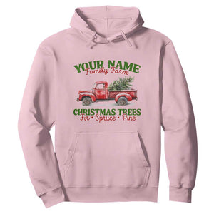 Personalized Christmas Family Hoodie Custom Name Family Farm Christmas Trees Vintage Truck TS11 Light Pink Print Your Wear