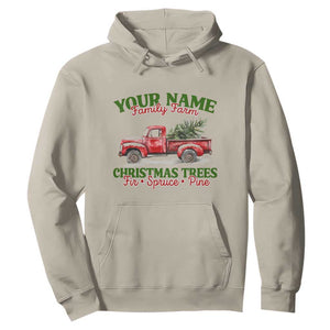 Personalized Christmas Family Hoodie Custom Name Family Farm Christmas Trees Vintage Truck TS11 Sand Print Your Wear