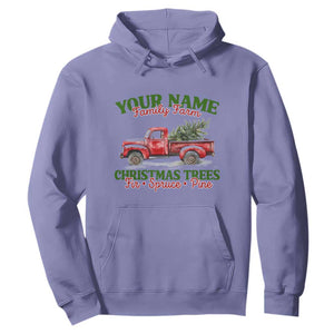 Personalized Christmas Family Hoodie Custom Name Family Farm Christmas Trees Vintage Truck TS11 Violet Print Your Wear