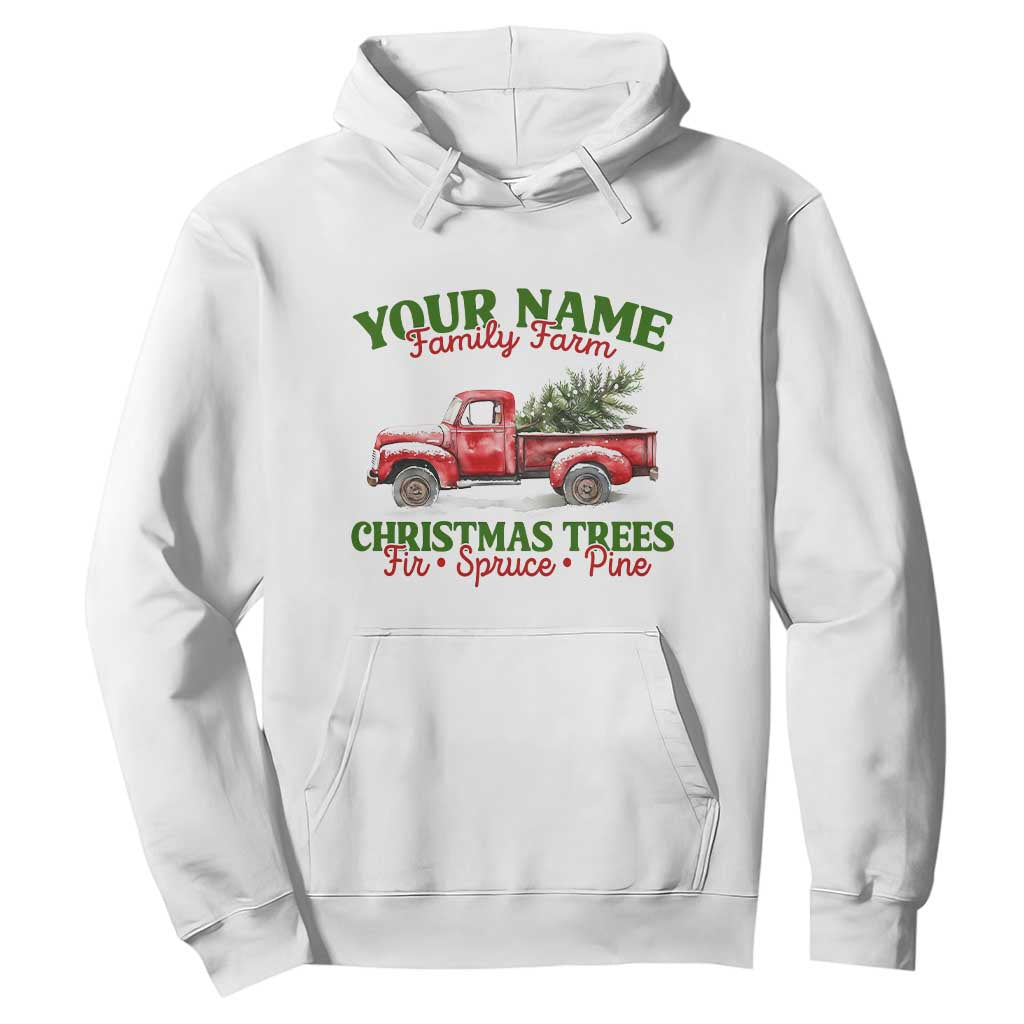 Personalized Christmas Family Hoodie Custom Name Family Farm Christmas Trees Vintage Truck TS11 White Print Your Wear