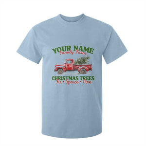 Personalized Christmas Family T Shirt For Kid Custom Name Family Farm Christmas Trees Vintage Truck TS11 Light Blue Print Your Wear