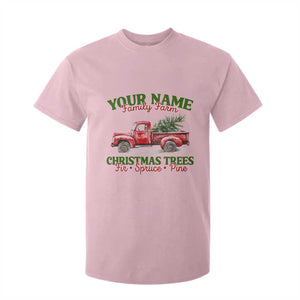 Personalized Christmas Family T Shirt For Kid Custom Name Family Farm Christmas Trees Vintage Truck TS11 Light Pink Print Your Wear