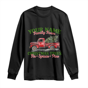 Personalized Christmas Family Long Sleeve Shirt Custom Name Family Farm Christmas Trees Vintage Truck TS11 Black Print Your Wear