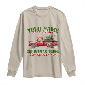 Personalized Christmas Family Long Sleeve Shirt Custom Name Family Farm Christmas Trees Vintage Truck TS11 Sand Print Your Wear