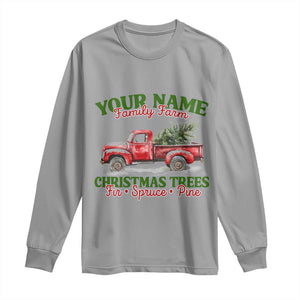 Personalized Christmas Family Long Sleeve Shirt Custom Name Family Farm Christmas Trees Vintage Truck TS11 Sport Gray Print Your Wear