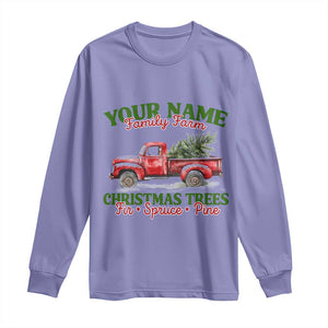 Personalized Christmas Family Long Sleeve Shirt Custom Name Family Farm Christmas Trees Vintage Truck TS11 Violet Print Your Wear