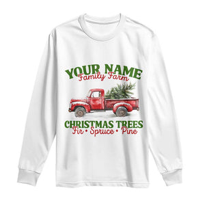 Personalized Christmas Family Long Sleeve Shirt Custom Name Family Farm Christmas Trees Vintage Truck TS11 White Print Your Wear