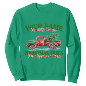 Personalized Christmas Family Sweatshirt Custom Name Family Farm Christmas Trees Vintage Truck TS11 Irish Green Print Your Wear