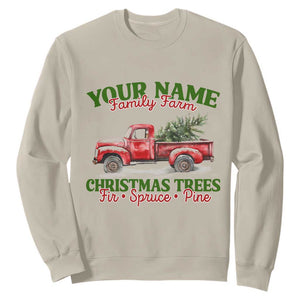 Personalized Christmas Family Sweatshirt Custom Name Family Farm Christmas Trees Vintage Truck TS11 Sand Print Your Wear