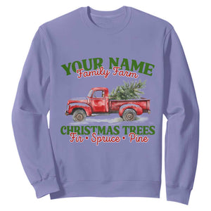 Personalized Christmas Family Sweatshirt Custom Name Family Farm Christmas Trees Vintage Truck TS11 Violet Print Your Wear