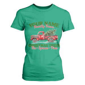 Personalized Christmas Family T Shirt For Women Custom Name Family Farm Christmas Trees Vintage Truck TS11 Irish Green Print Your Wear