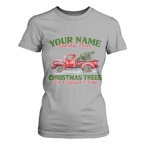 Personalized Christmas Family T Shirt For Women Custom Name Family Farm Christmas Trees Vintage Truck TS11 Sport Gray Print Your Wear