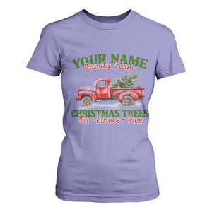 Personalized Christmas Family T Shirt For Women Custom Name Family Farm Christmas Trees Vintage Truck TS11 Violet Print Your Wear