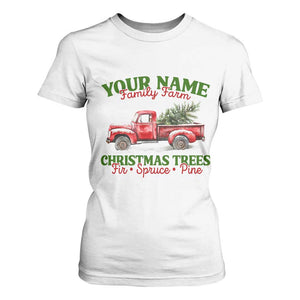 Personalized Christmas Family T Shirt For Women Custom Name Family Farm Christmas Trees Vintage Truck TS11 White Print Your Wear