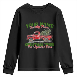 Personalized Christmas Family Youth Sweatshirt Custom Name Family Farm Christmas Trees Vintage Truck TS11 Black Print Your Wear