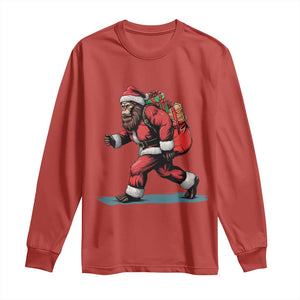 Funny Christmas Santa Bigfoot Long Sleeve Shirt Xmas Sasquatch TS11 Red Print Your Wear