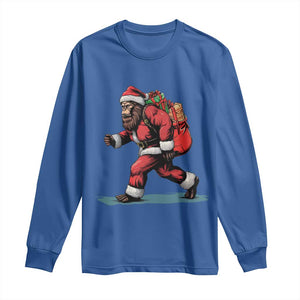 Funny Christmas Santa Bigfoot Long Sleeve Shirt Xmas Sasquatch TS11 Royal Blue Print Your Wear