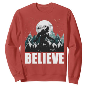 Funny Christmas Bigfoot Sweatshirt Believe Santa Sasquatch Snow TS11 Red Print Your Wear