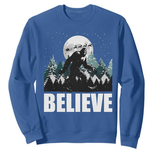 Funny Christmas Bigfoot Sweatshirt Believe Santa Sasquatch Snow TS11 Royal Blue Print Your Wear