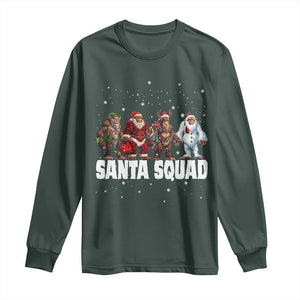 Funny Christmas Bigfoot Long Sleeve Shirt Santa Squad Sasquatch Cosplay Elf Santa Snowman TS11 Dark Forest Green Print Your Wear