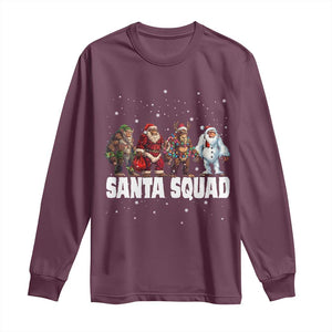 Funny Christmas Bigfoot Long Sleeve Shirt Santa Squad Sasquatch Cosplay Elf Santa Snowman TS11 Maroon Print Your Wear