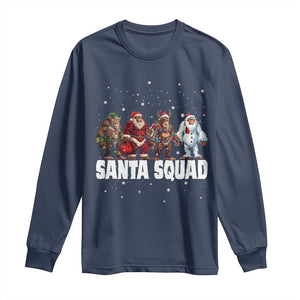 Funny Christmas Bigfoot Long Sleeve Shirt Santa Squad Sasquatch Cosplay Elf Santa Snowman TS11 Navy Print Your Wear