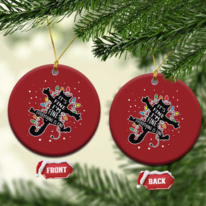 Funny Xmas It's Fine I'm Fine Everything Is Fine Christmas Ornament Black Cat TS11 Circle Red Print Your Wear