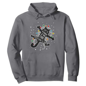 Funny Christmas It's Fine I'm Fine Everything Is Fine Hoodie Black Cat TS11 Charcoal Print Your Wear