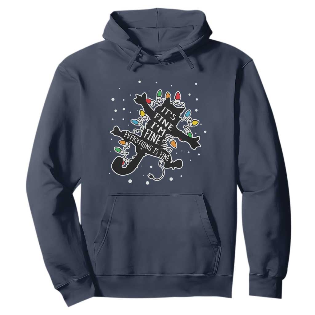 Funny Christmas It's Fine I'm Fine Everything Is Fine Hoodie Black Cat TS11 Navy Print Your Wear
