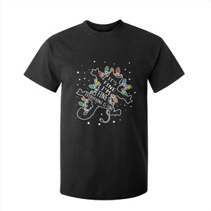 Funny Christmas It's Fine I'm Fine Everything Is Fine T Shirt For Kid Black Cat TS11 Black Print Your Wear