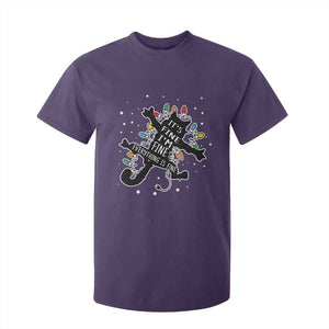 Funny Christmas It's Fine I'm Fine Everything Is Fine T Shirt For Kid Black Cat TS11 Purple Print Your Wear