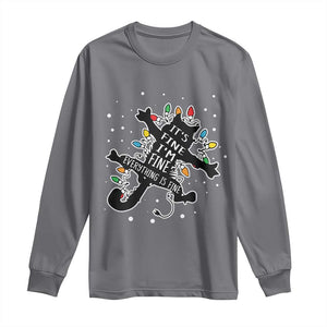 Funny Christmas It's Fine I'm Fine Everything Is Fine Long Sleeve Shirt Black Cat TS11 Charcoal Print Your Wear