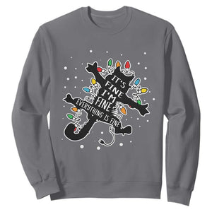 Funny Christmas It's Fine I'm Fine Everything Is Fine Sweatshirt Black Cat TS11 Charcoal Print Your Wear