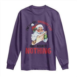 Funny Christmas Vintage Santa Long Sleeve Shirt I'm On The Naughty List And I Regret Nothing TS11 Purple Print Your Wear