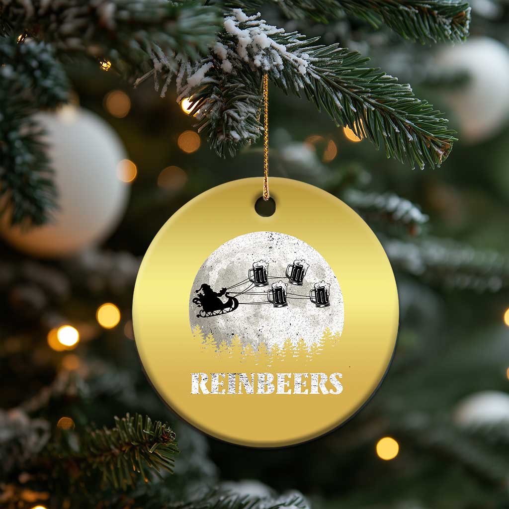 Funny Xmas Beers Christmas Ornament Reinbeers Santa Sleigh Moon TS11 Print Your Wear